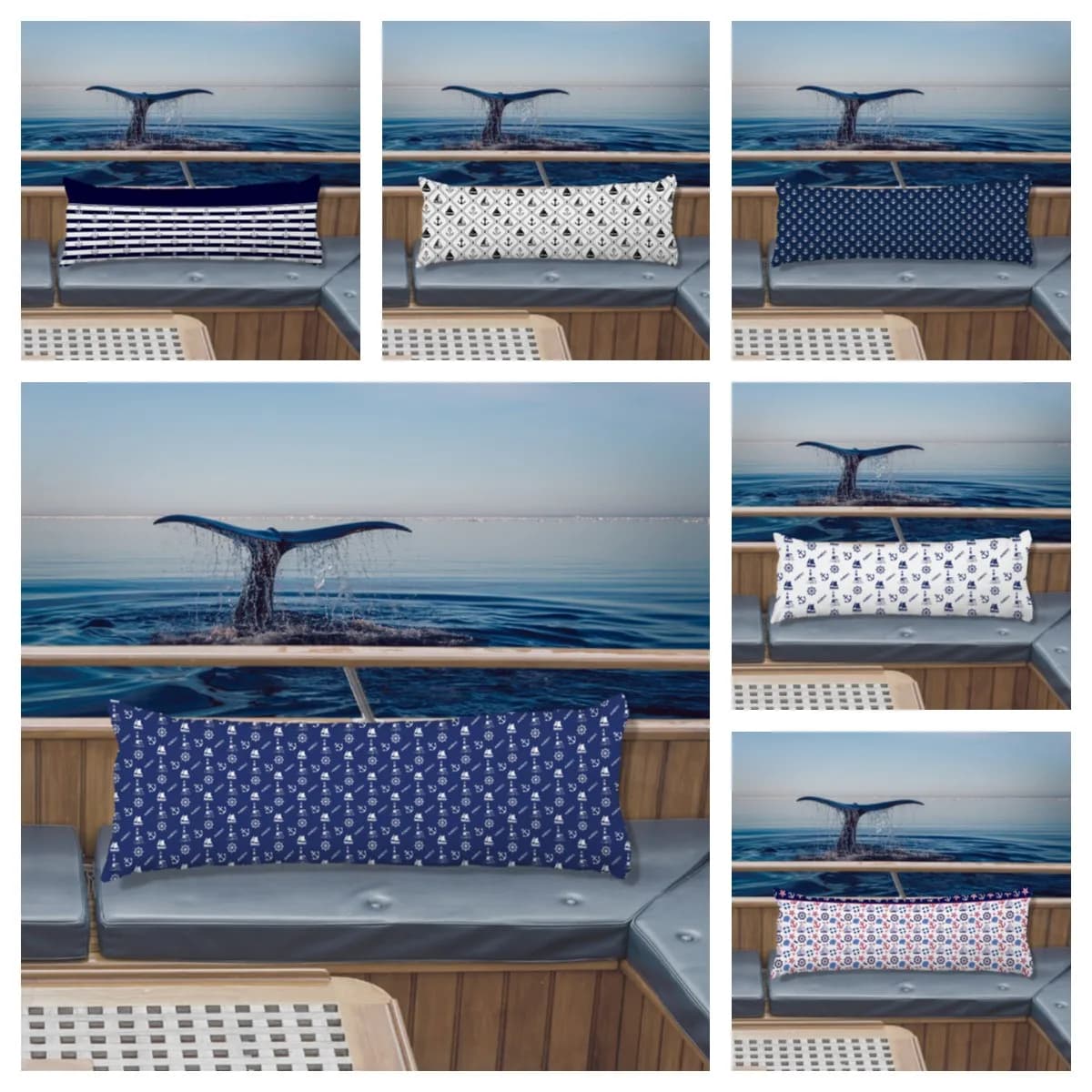 Federa lunga personalizzata Design dell'ancora nautica fodera per cuscino decorativo con nome della barca personalizzato per la decorazione esterna del divano letto
