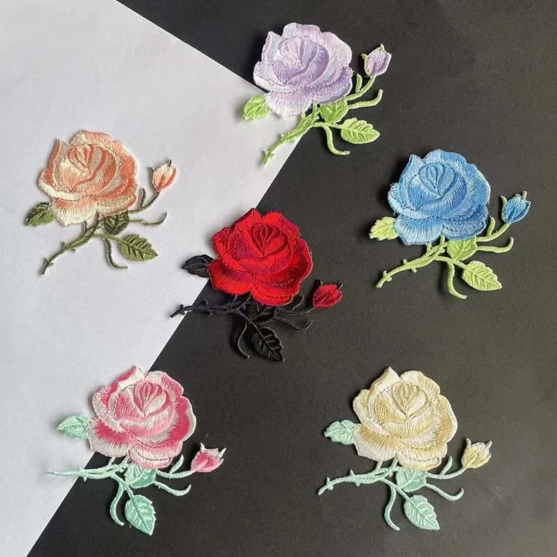 8.5*8 CM/Tessuto Fiore Applique Patch Termoadesivi Vestiti Adesivi, Rosa Ricamo Ferro Su Toppe Decorazione per Abbigliamento, Jean