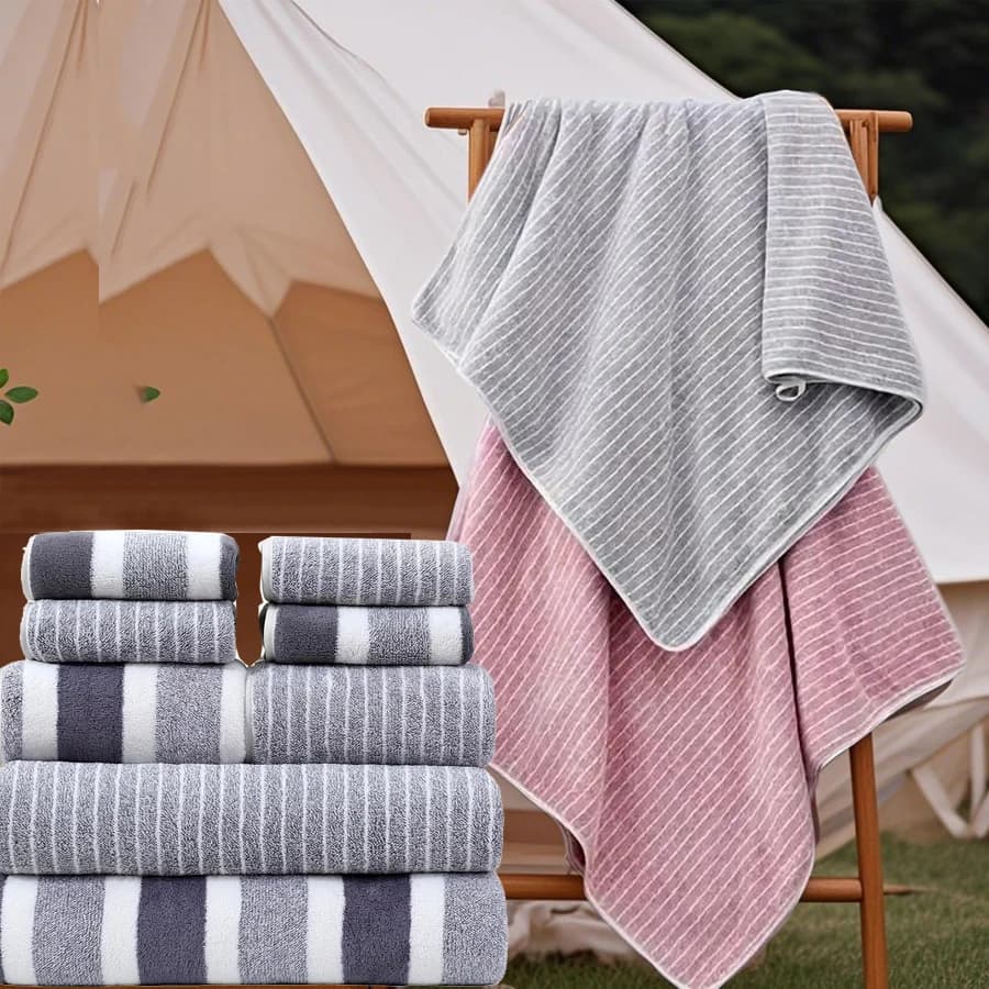 Set di asciugamani da bagno in pile corallo premium da 8 pezzi, morbidi, super assorbenti, ad asciugatura rapida, per viaggi in hotel a casa