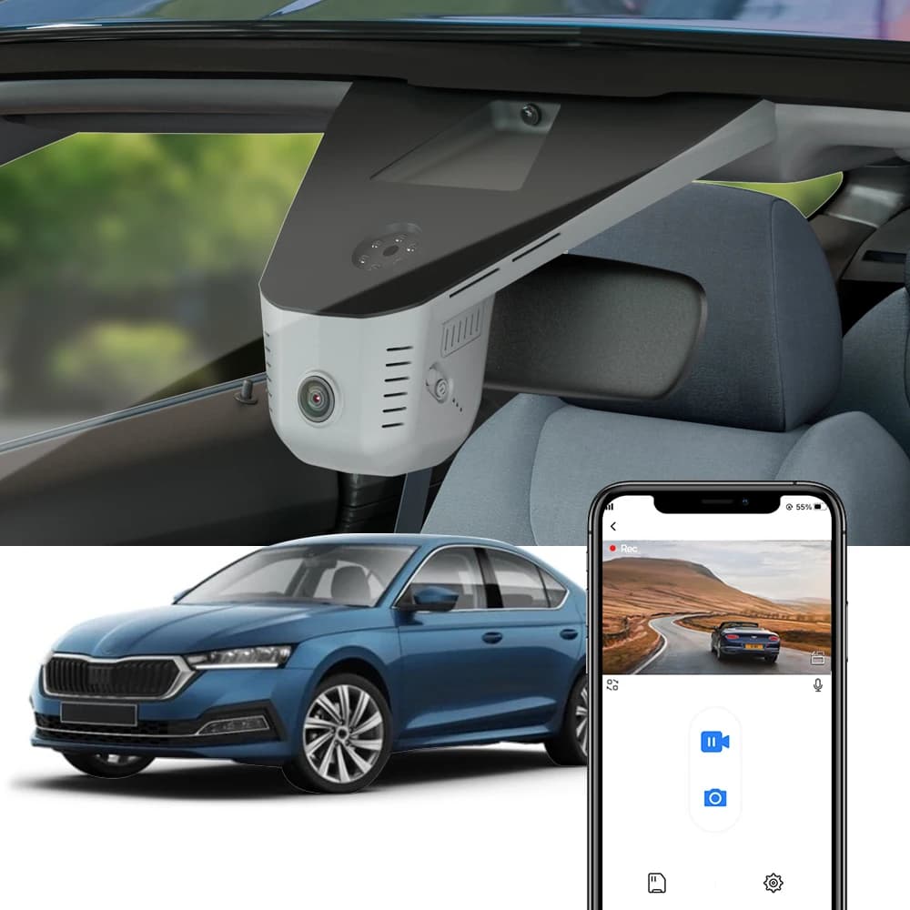 FITCAMX 4K Dash Cam for Skoda Octavia 4 IV 2020-2025, WIFI connection, APP control, OEM design, loop recording