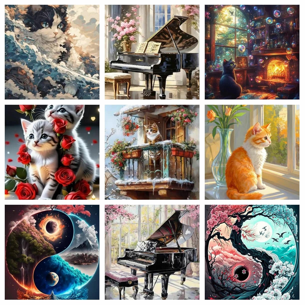 5D fai da te animale gatto diamante strass pittura paesaggio interno scenario punto croce kit ricamo immagine mosaico decorazioni per la casa