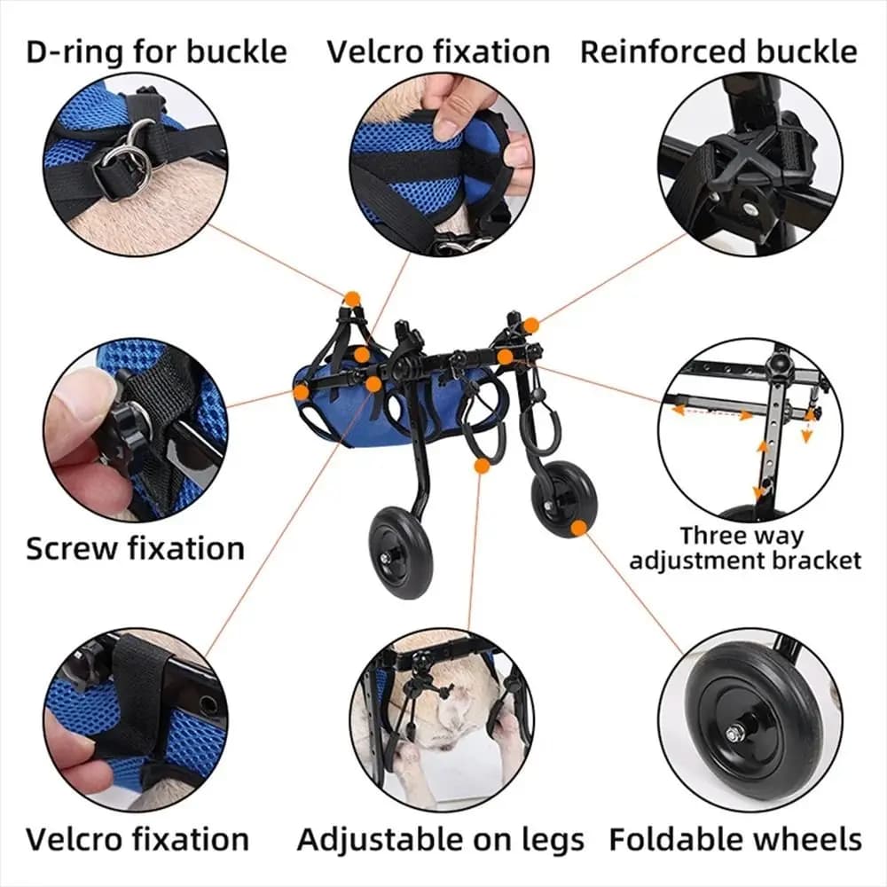 Adjustable Pet Walk Booster Walking Wheels Light Dog Wheelchair Cart Durable Blue Cat Recovery Aid Car Disability Dog
