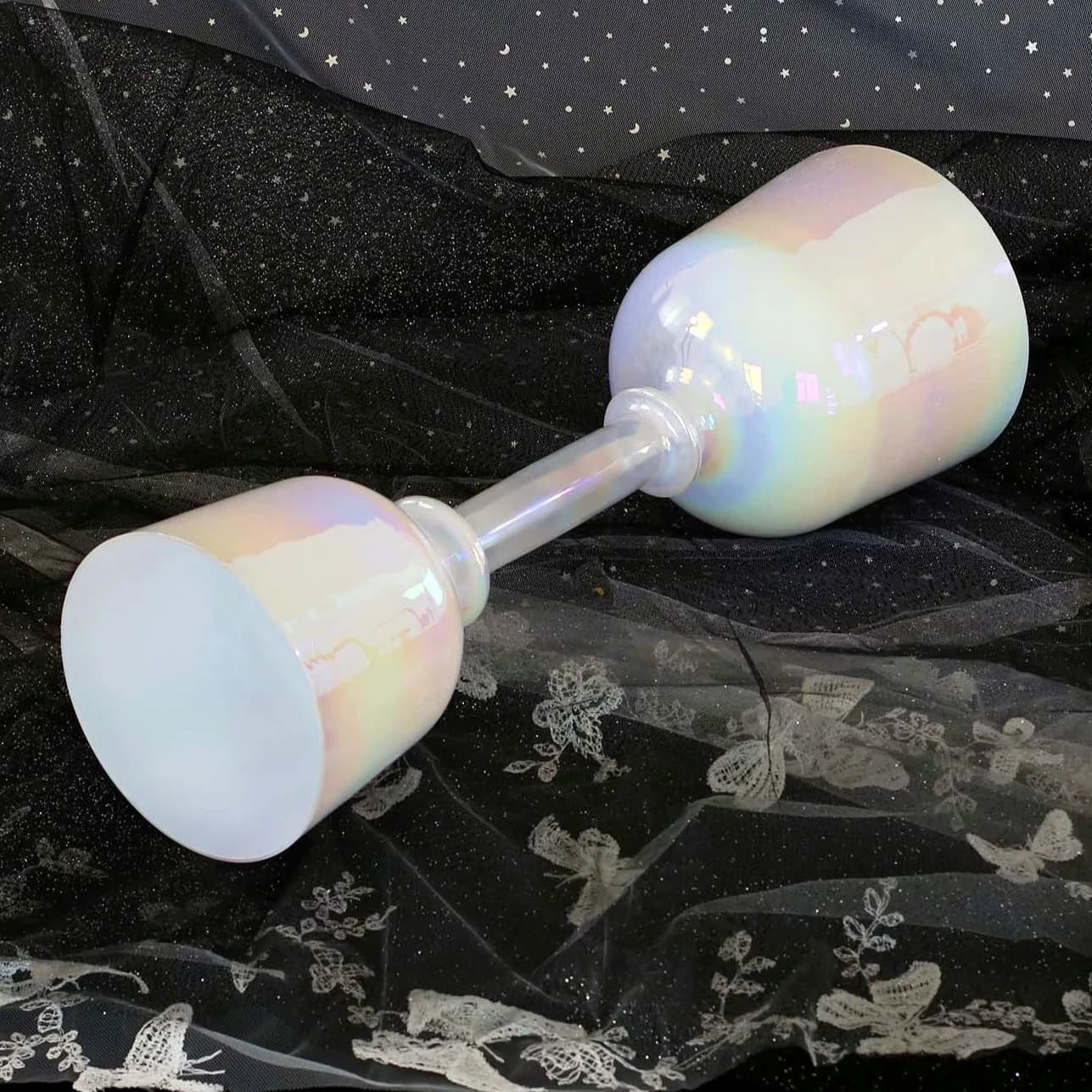 432Hz Clear Double-Headed Cosmic Light Handheld Alchemy Crystal Singing Bowl, Portable Pure Quartz Sound Healing Instrument For Chakra Balancing Yoga Meditation Sound Bath Spiritual Energy Relaxation Therapy