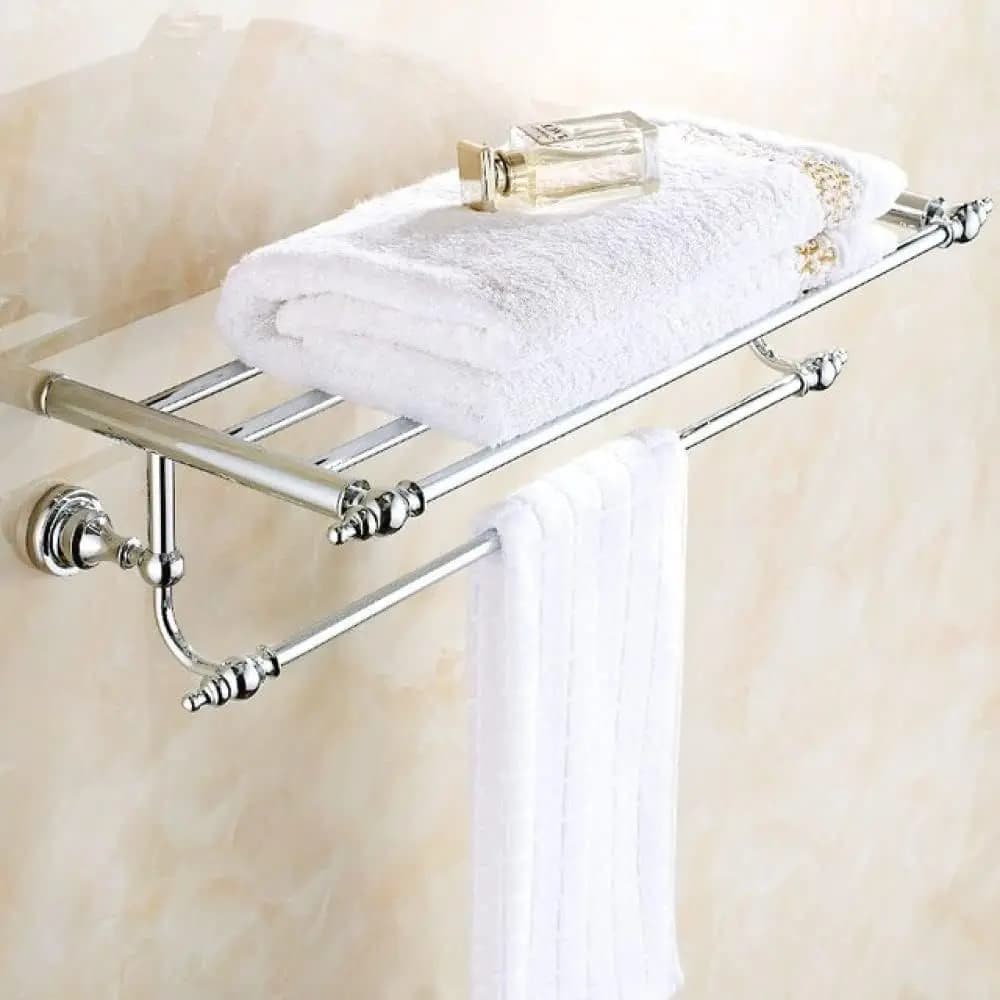 Set di Accessori per Bagno Cromati Lucidi: Portasciugamani, Porta Carta Igienica, Porta Spazzolino, Barra Portasciugamani, Gancio Appendiabiti