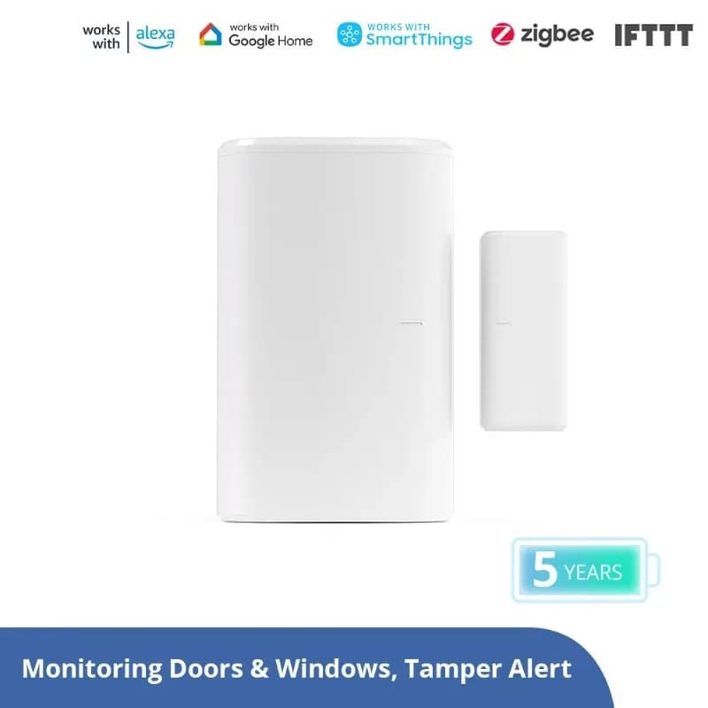 Sensore Wireless Zigbee SNZB-04P per Porte e Finestre, Allarme di Sicurezza Domestica Intelligente, Notifiche App, Compatibile con Alexa