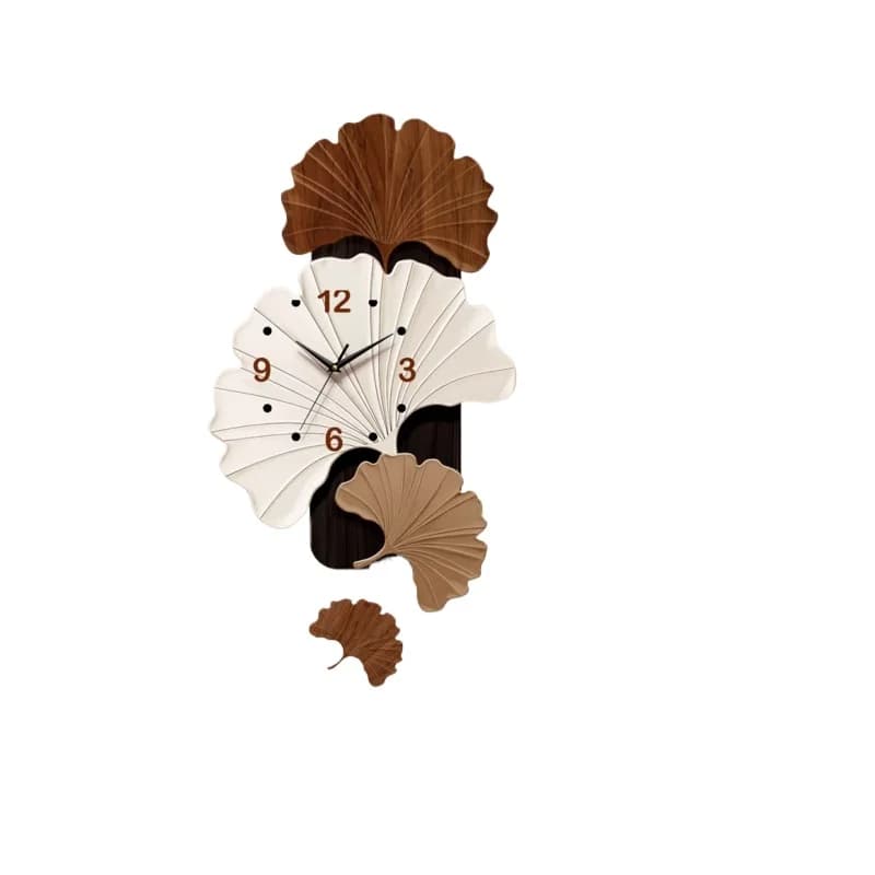 Ginkgo biloba living room wall clock medieval style grid background wall clock swing silent clock