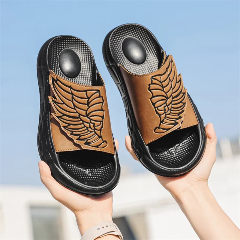 Men's Slippers With Slides Adjustable Shoes Thickness artificial leather 3.5 cm Sandals casual summer Footwear comfort