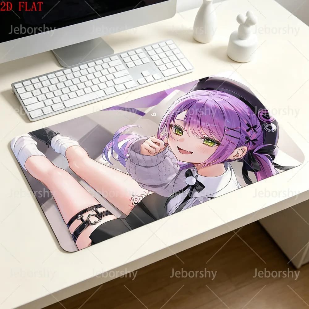 Tappetino per mouse Hololive Tokoyami Towa Tappetino per mouse per laptop Anime Devil Girl Tappetino per mouse da scrivania con stampa HD Tappetino per tastiera da gioco viola Kawaii per PC