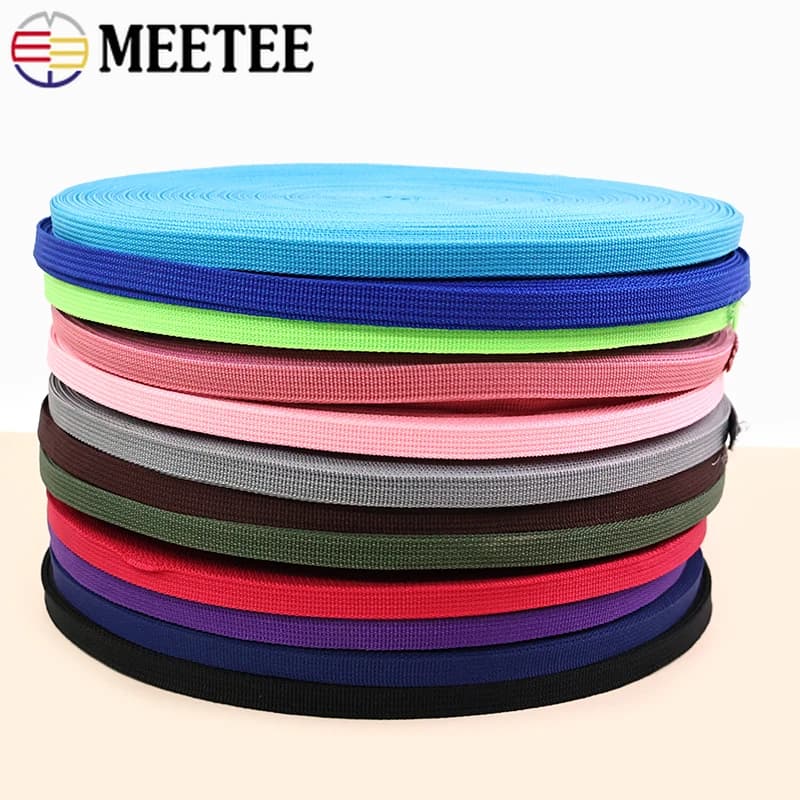 1 Rotolo = 45M Meetee 10mm PP Nylon Tessitura Nastro Decor Nastro Fascia Zaino Borsa Cinghia Cintura Tessuto Bias Vincolante Accessori Per Cucire FAI DA TE