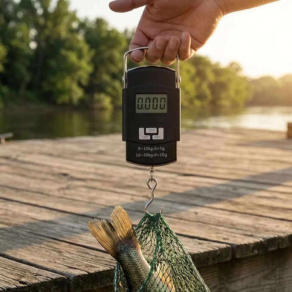 Bilancia Elettronica Portatile LCD 50kg/10g, Bilancia di Precisione per Cucina, Pesca, Bagagli e Viaggi