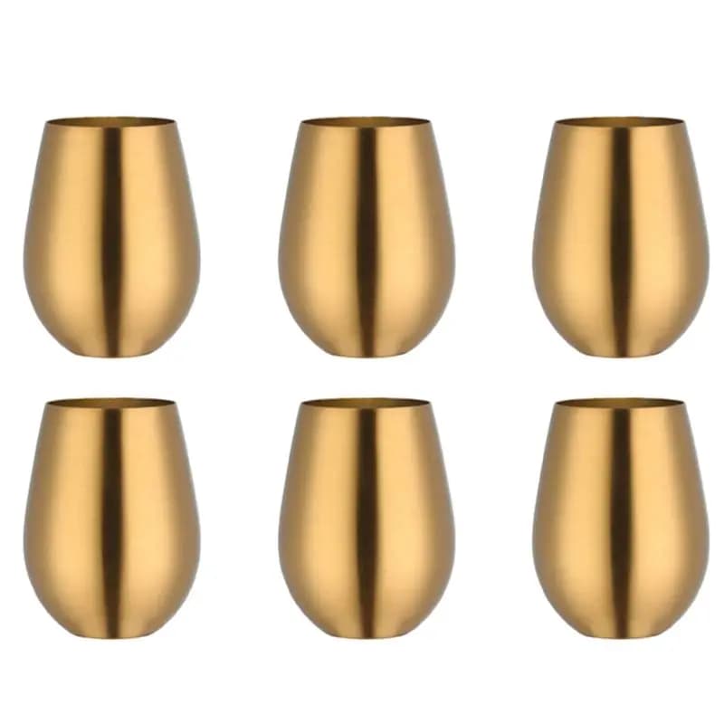 AB47-6X Bicchiere da Birra e Vino da 500ml, Tumbler per Birra, Bicchiere per Cocktail, Succo e Latte, Tazza in Metallo Dorata