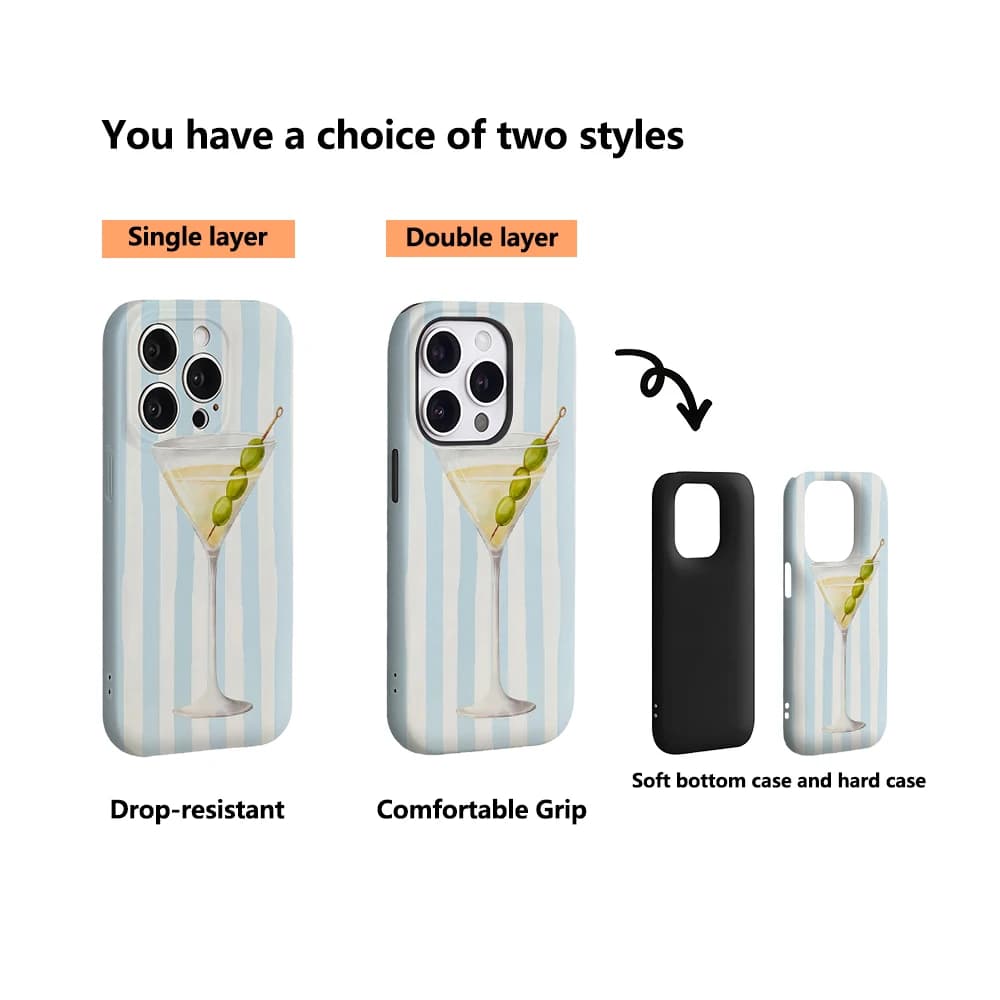 Phone Case iPhone 17 16 15 14 13 12 11 X XS XR XSMAX 7 8 Air Pro Max Plus Luxury Double-layer Back Cover Classic Olive Martini