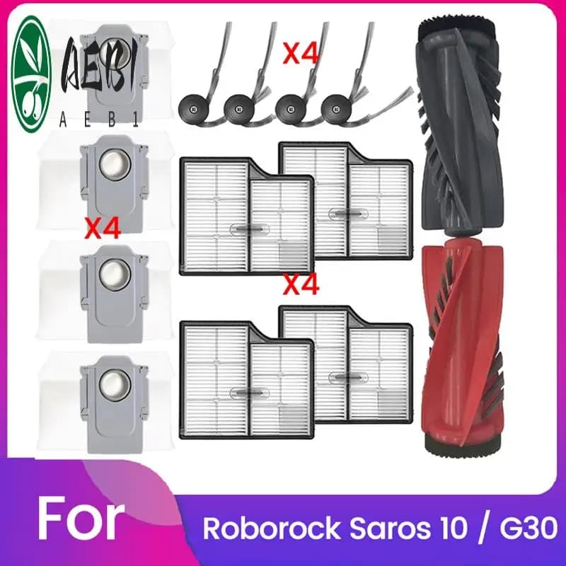 AEB1-13PCS Kit di accessori per Roborock Saros 10 / G30 Robot aspirapolvere sostituzione spazzola laterale principale filtro HEPA sacchetti per la polvere