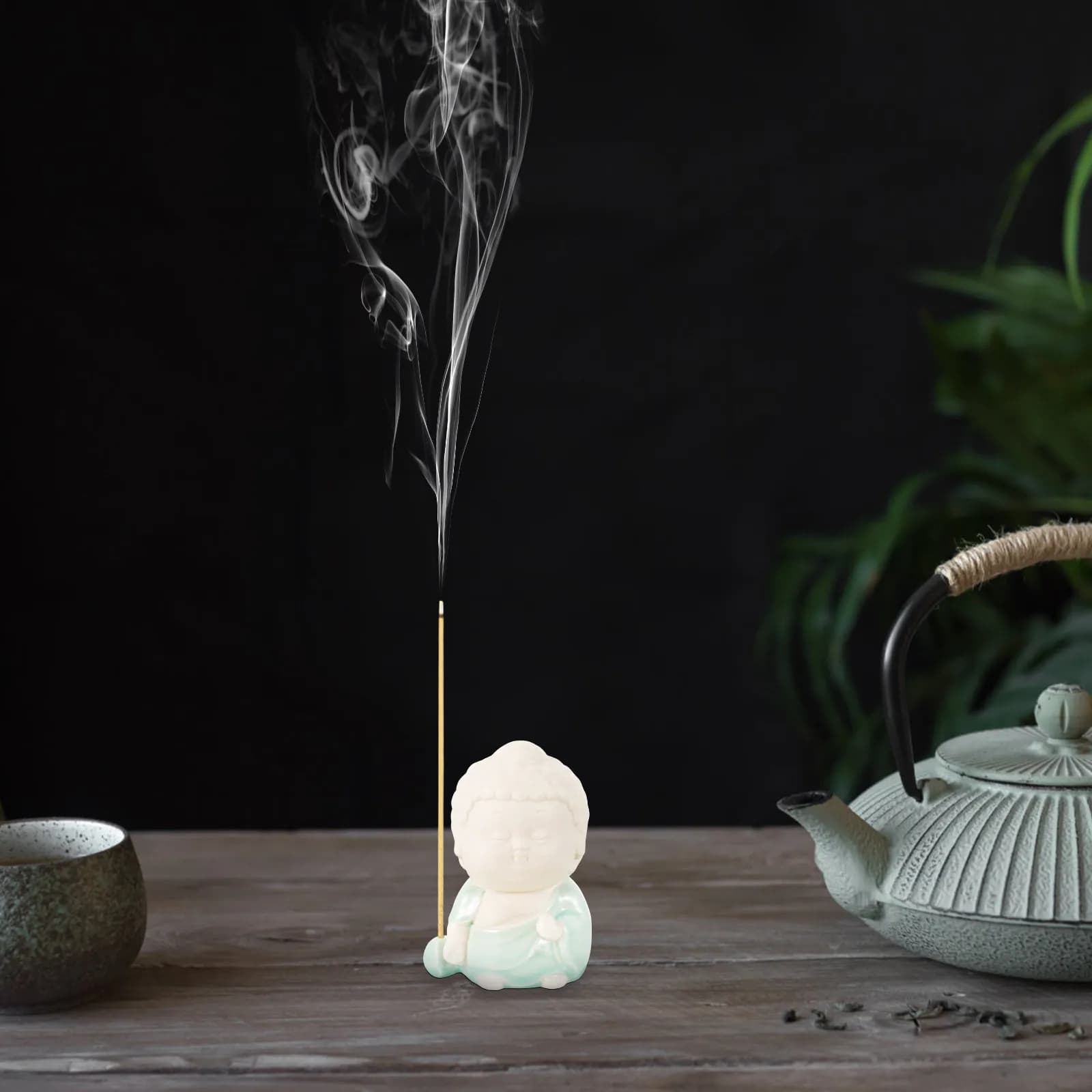 Smooth Finish Ceramic Buddha Incense Burner Multi Functional Zen Decor Item Incense Sticks Holder Burner Chinese Style Home