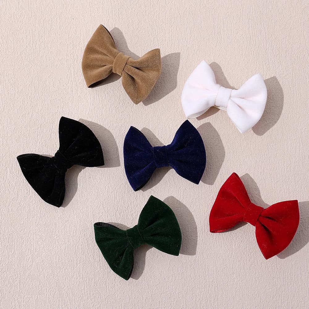 48pc/lot Cute 2.3" Solid Velvet Bow Hair Clips Hairpins Baby Girls Bowknot Hairgrips Barrettes Kids Photo Props Headwear Bulk