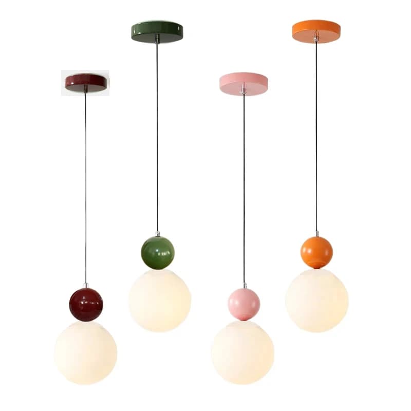 Lampada a Sospensione Moderna a Sfera Colorata con Copertura in Vetro e Plastica Stampata a Iniezione per Camera da Letto e Sala da Pranzo E27
