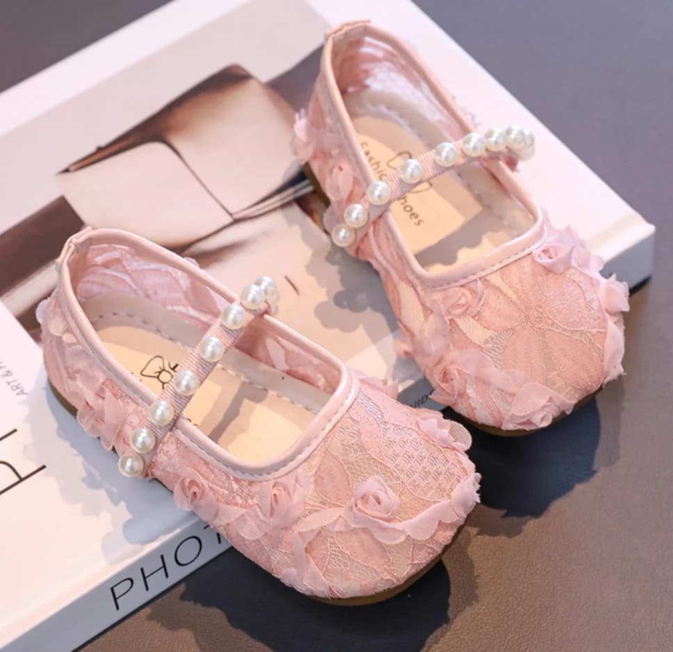 Scarpina per Bambina con Fiore in Pizzo 2026, Scarpa Estiva Piatta Antiscivolo per Bambina, Scarpa da Ballo alla Moda, Sandalo da Scuola per Bambina Stile Principessa Dolce