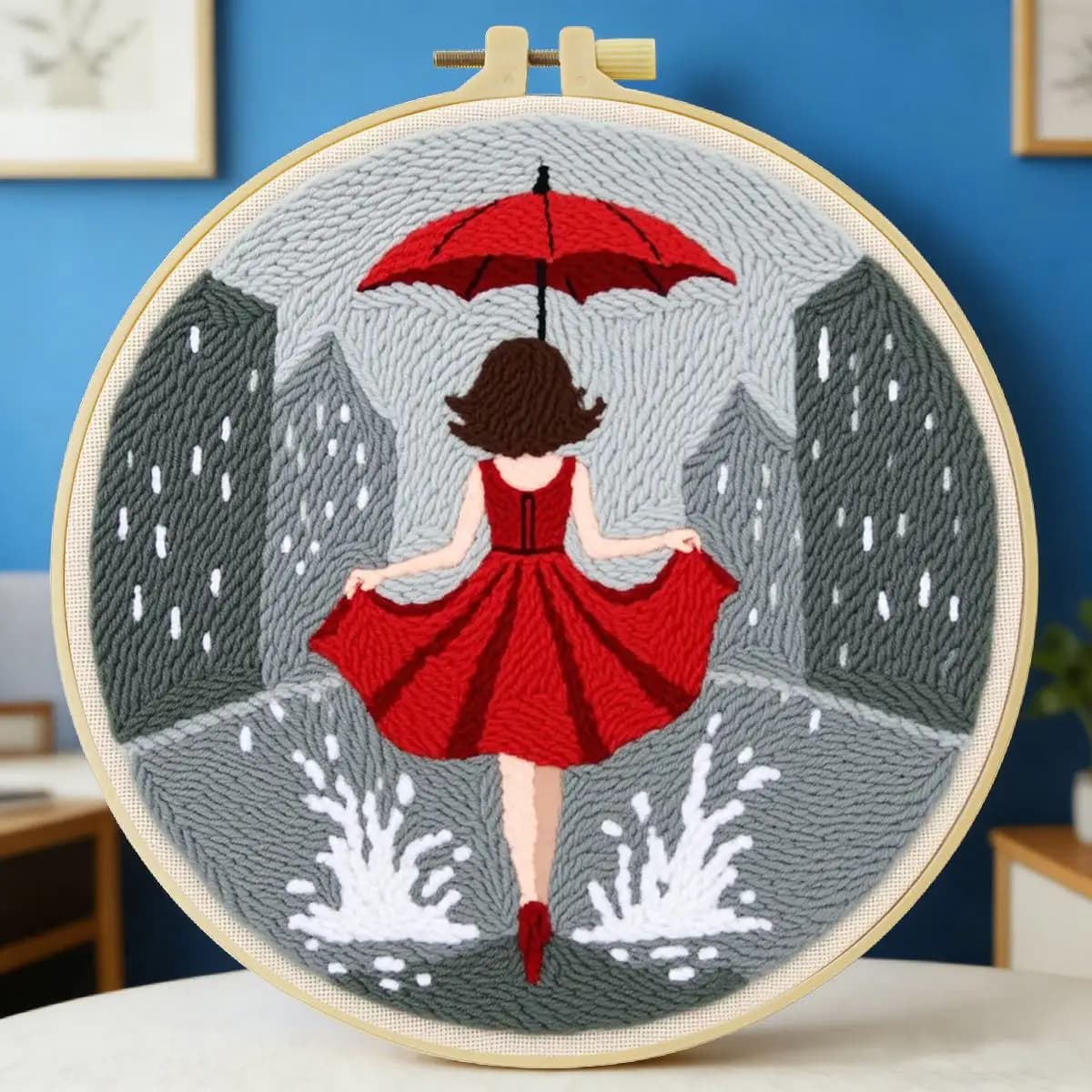 Kit per ricamo punch needle da 20x20 cm/7,87 pollici per donna, set per ricamo a punto, ricamo a maglia, fai da te, regalo fatto a mano, arte del cucito