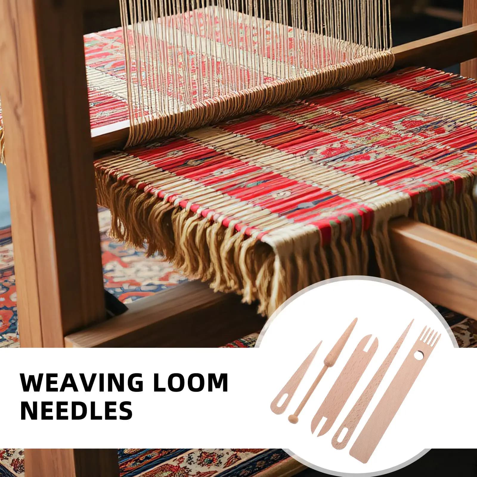 1Set Wooden Weaving Loom Set Includes All Essential Accessories Sturdy Wear-Resistant Materials for Blanket Making Tapestry