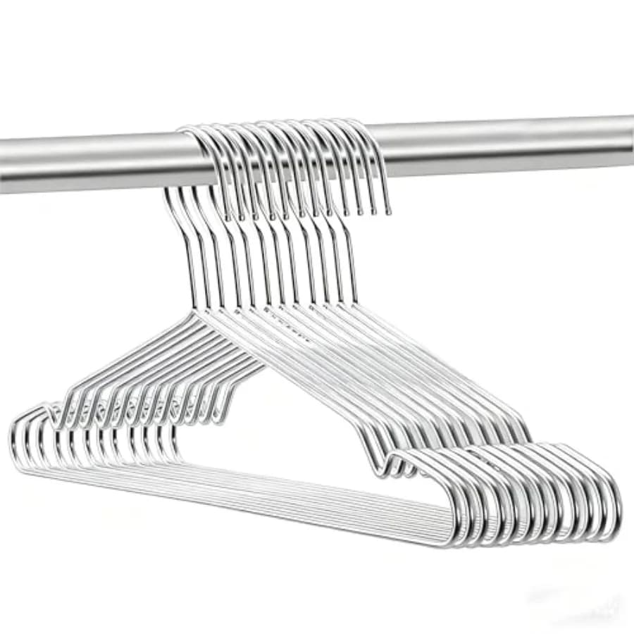 Coat Hangers Clothes Wire Hangers Heavy Duty Stainless Steel Hangers with Non Slip Grooves, 16.5 Inch Ultra Thin Metal Hangers