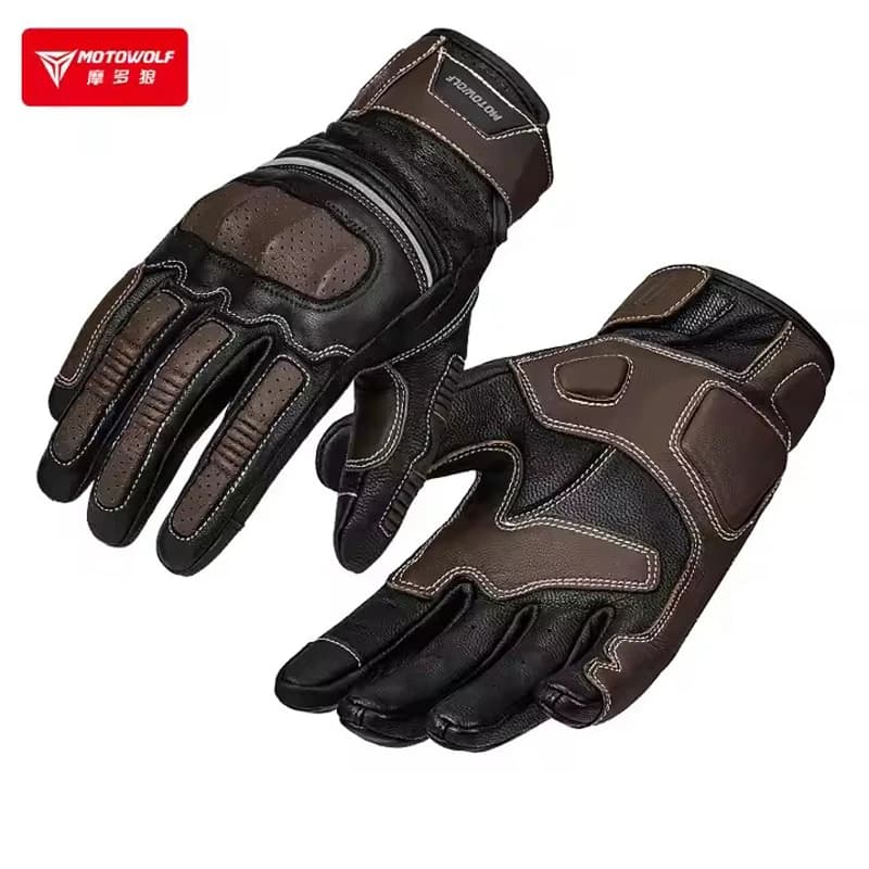 Brown Vintage Leather Motorcycle Gloves Men CE Certification Motorbike Riding Touch Screen Motocross Moto Racing Biker Glove XXL