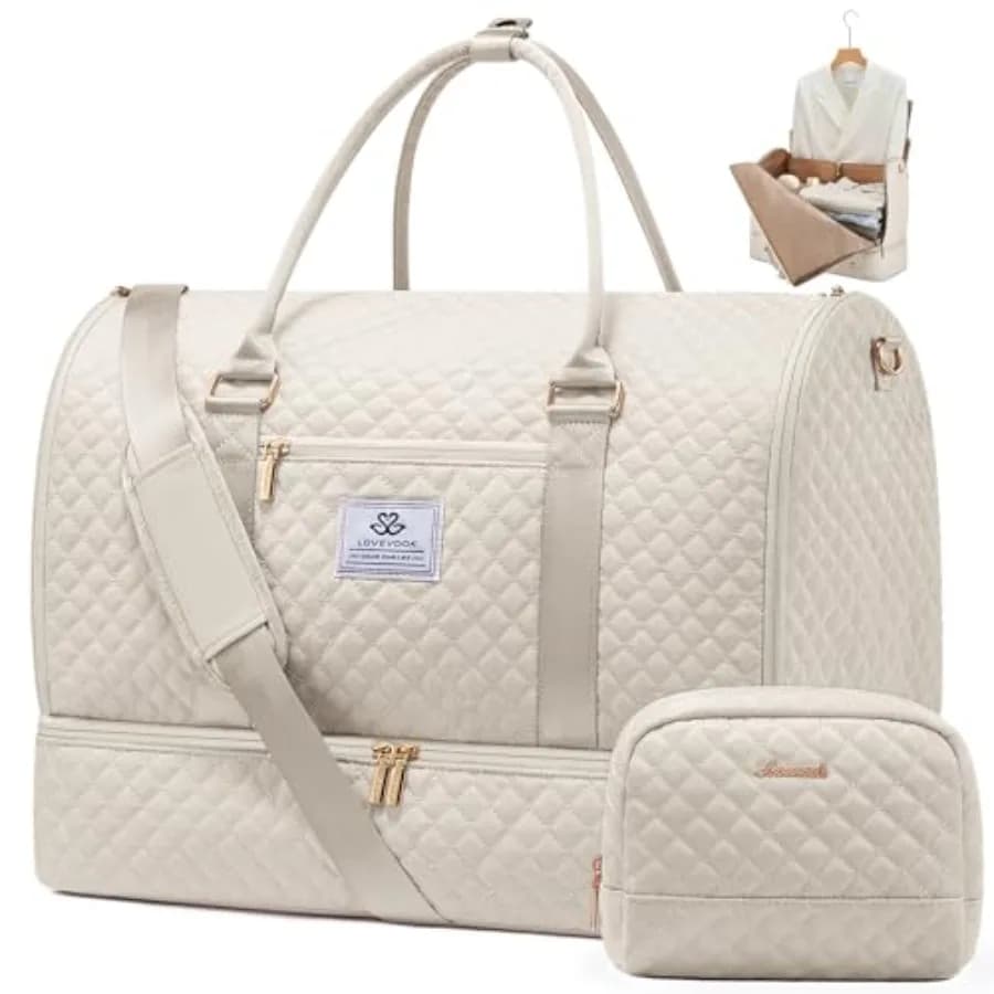 Borsa porta abiti convertibile da viaggio con scomparto per scarpe, borsa da viaggio 2 in 1 con beauty case, valigia appendibile per abiti