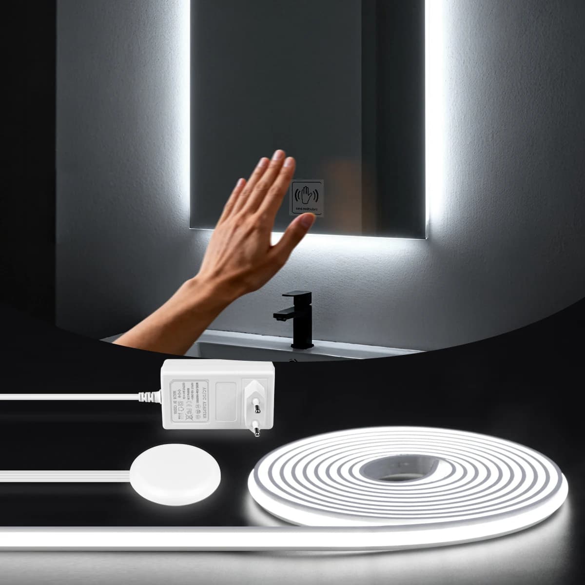 Hight Dressing Lamp Neon Strip Light Touch Control Swtich 24V 2m-10m Dimmable Self-adhesive COB Tape Mirror Backlight Lighting