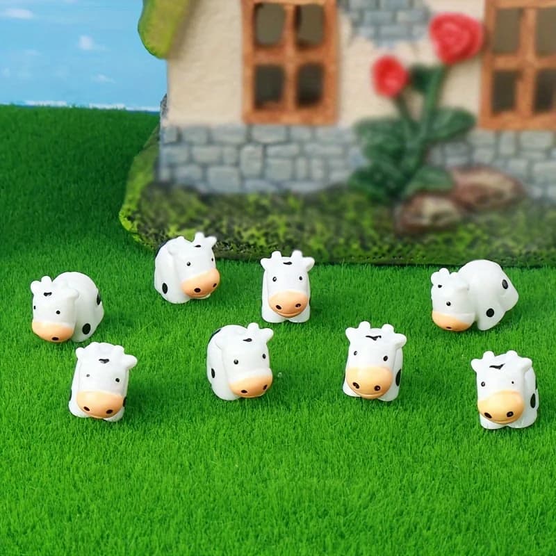 100 pezzi adorabili Mini figurine di mucca in resina-perfette per i giardini delle fate Kit di melma fai da te artigianato decorazioni per la casa e la camera da letto per uso interno/esterno