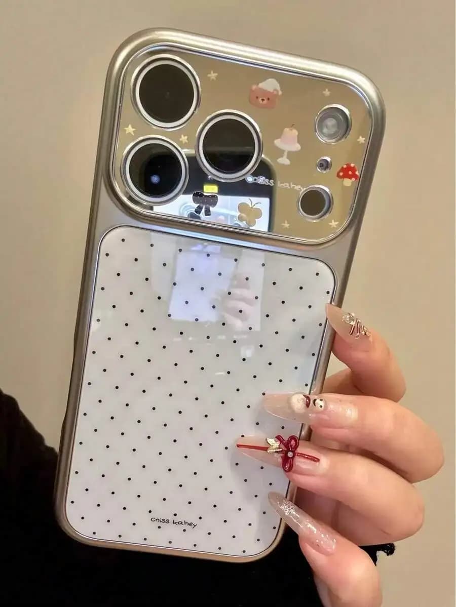 Pink Cute Polka Dot Fashion Phone Case Suitable For IPhone 17 Pro, 16 Pro Max, New 15, 17, 14 PM, Minimalist 13,