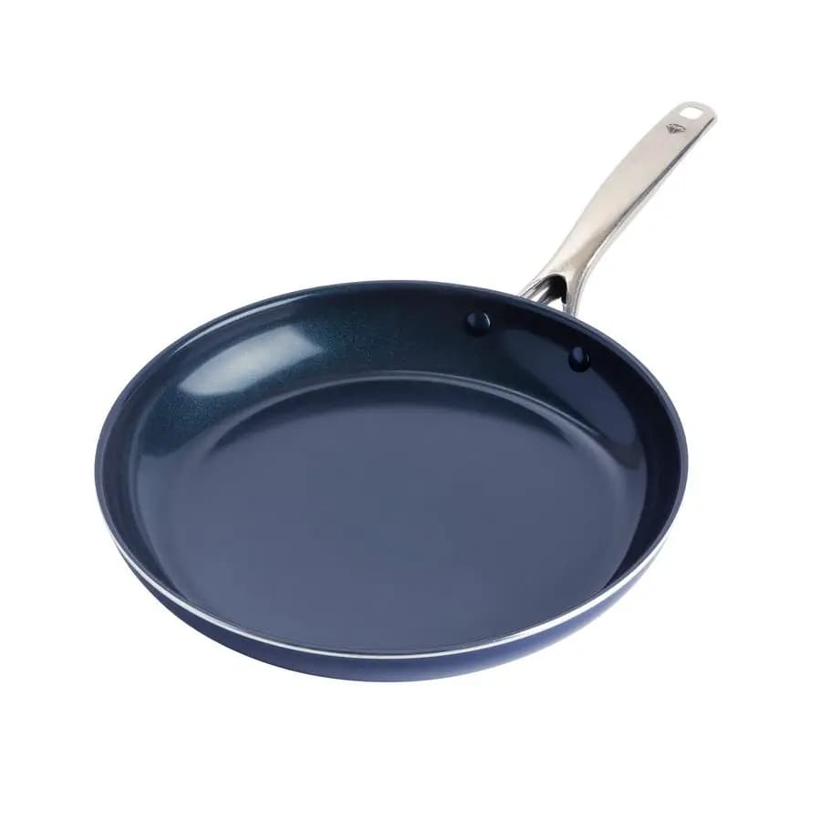 Padella antiaderente da 12 pollici, pentola in ceramica con infusione di diamante, senza PFAS e PTFE, adatta per lavastoviglie e forno, manico anti-scottatura, resistente
