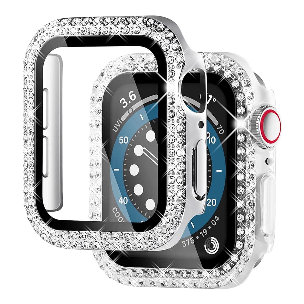 Diamond Cover per Apple watch Case 45mm 41mm 44mm 40mm 42mm 38mm protezione dello schermo del paraurti in vetro temperato iWatch series 7 SE 6 8 5