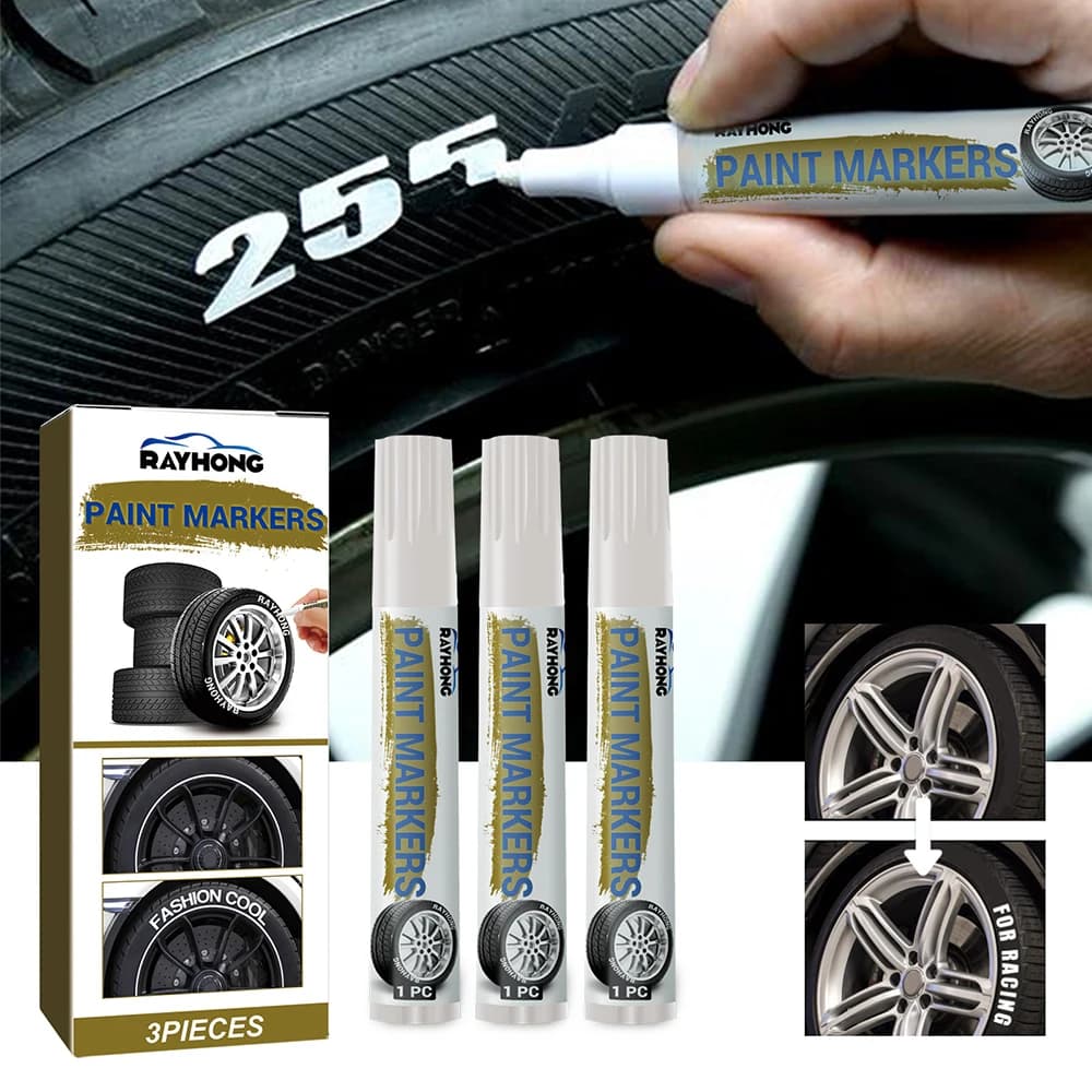 White Waterproof Cars Wheel Tire Oily Mark Pen Auto Rubber Tyre Paint Pen Permanent Marker Graffiti Touch Up Car Accessories