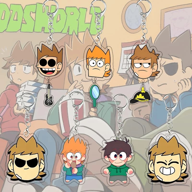 Eddsworld Cartoon Acrylic Keychains Matt Edd Anime Backpack Charms Collectors Keyring Creativity Key Ring Ornament Decor Gift
