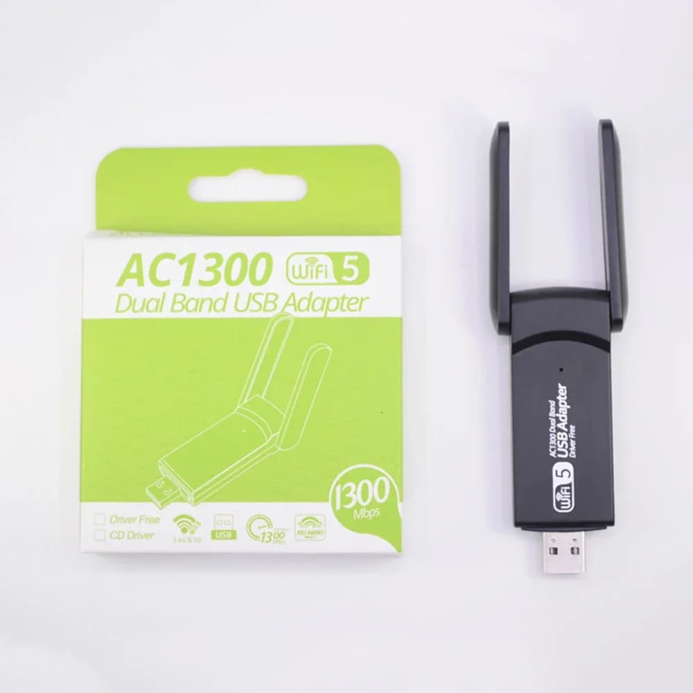Adattatore USB WiFi Dual Band 2.4G/5Ghz 1300M, Dongle Wi-Fi 802.11AC con Antenna Potente, Wireless per PC/Laptop Win7/10/11, Senza Driver