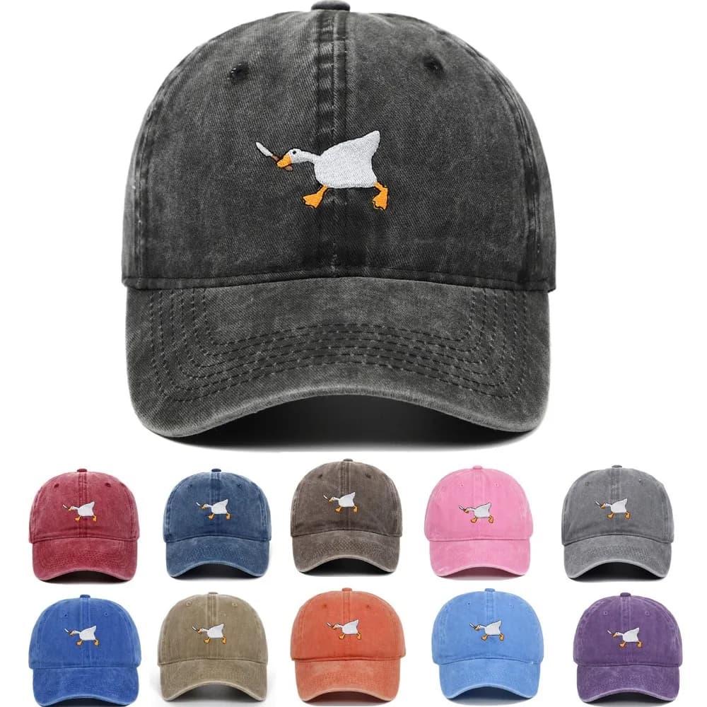 Fashion Embroidery Goose White Goose Baseball Cap Solid Color Unisex Snapback Hat Adjustable Trucker Hat Women