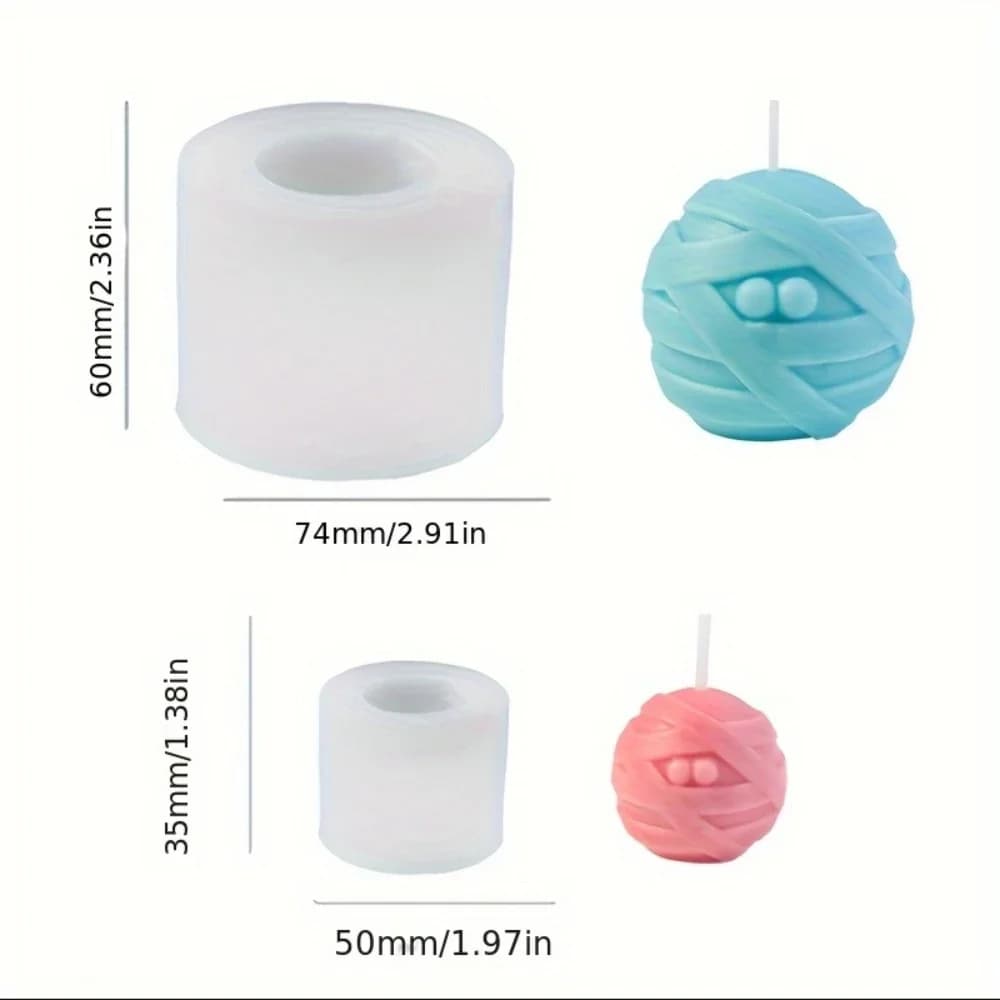 Stampo in silicone 3D per candele a forma di fantasma ferito con bende e grandi occhi, strumento per decorazioni di Halloween, fai da te, per resina e gesso, modello 2026-DIY