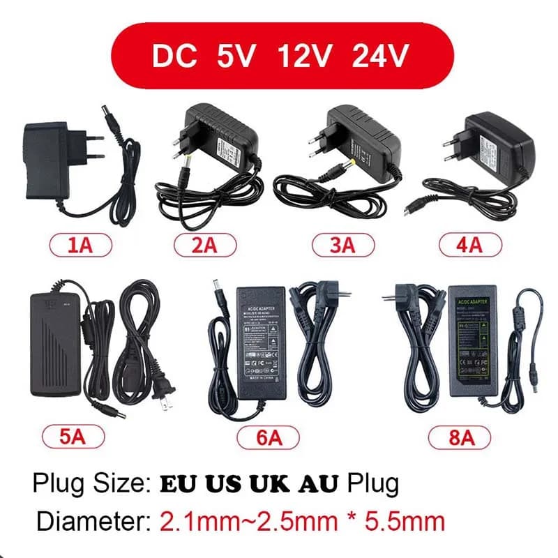Switching power supply AC 110V ~ 220V to DC 5V 12V 24V LED power adapter 1A 2A 3A 4A 6A 8A 10A for camera