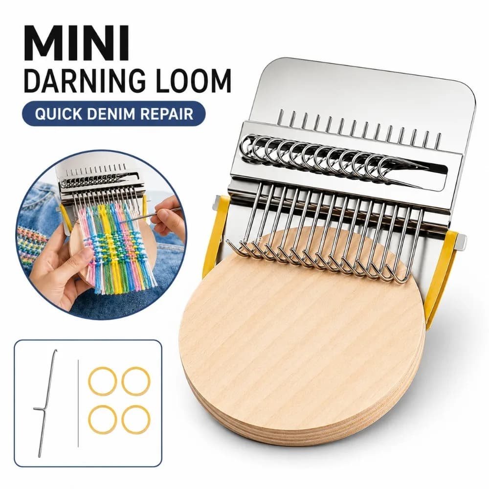 Small Loom Knitting Frame Wooden Hand Tapestry Weaving Darning Machine for DIY Clothes Jeans Repair and Craft Projects