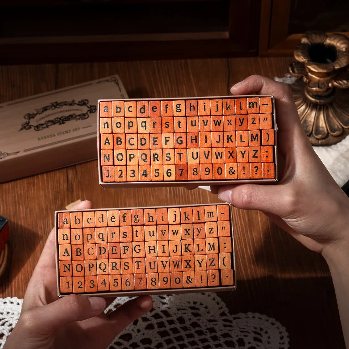 70pcs Wooden Rubber Alphabet Number Letter Stamps Set for Scrapbooking Collage Junk Journal DIY Standard Seal Stationery