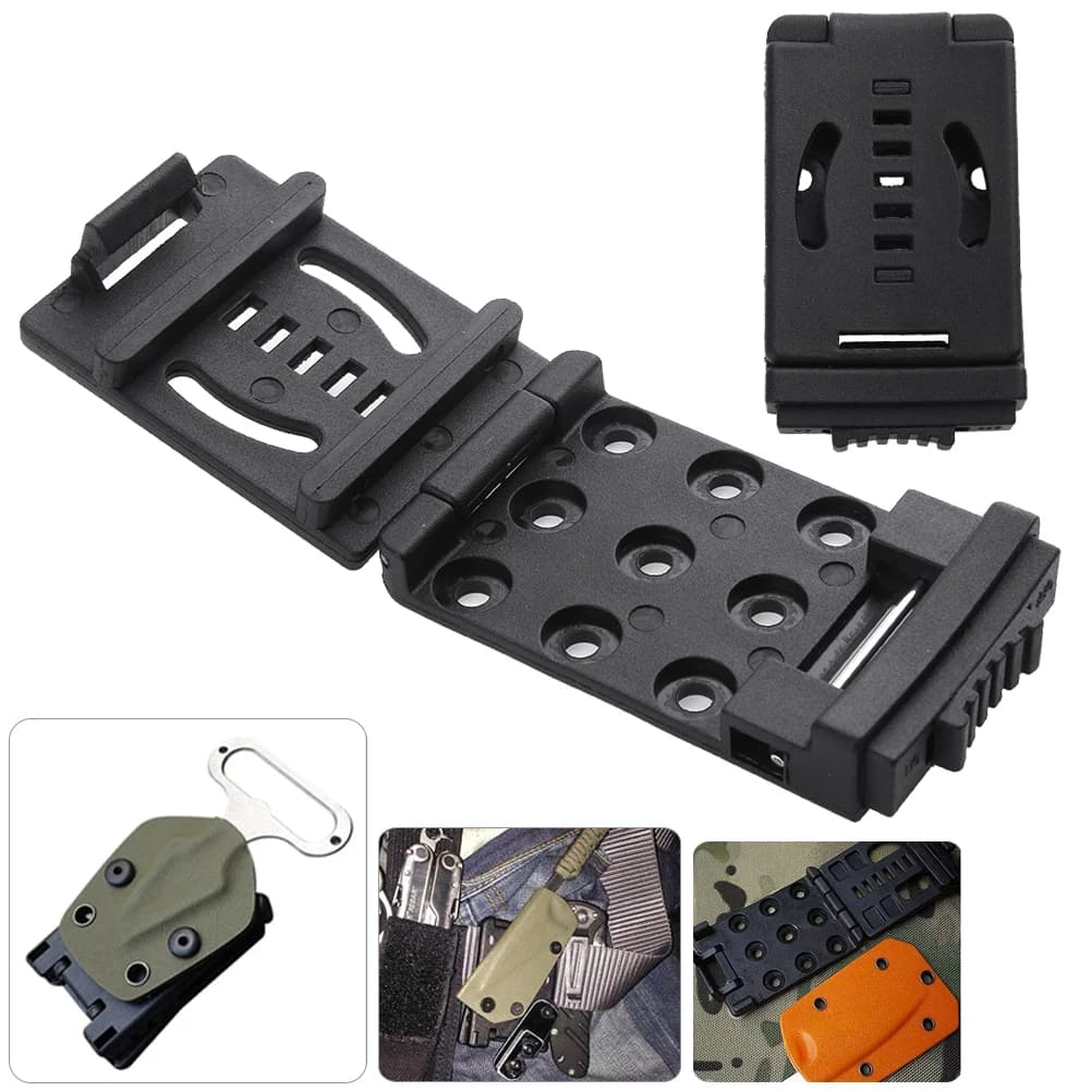 Multifunctional Belt Kit with Back Clip, K-Sheath Basin, Belt Clip, Knife and Flashlight Attachment, Metal Buckle for Hunting, Camping and Hiking