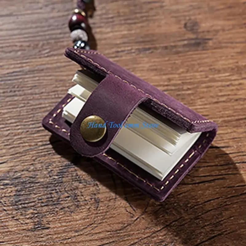 H37F Small Leather Journal Pocket Writing Pad For Women Keychain Bag Wallet Charm