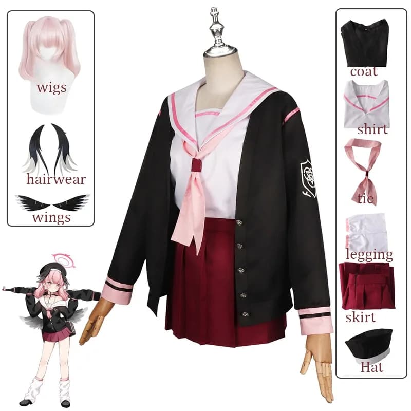 ANIMECC IN STOCK Blue Archive Shimoe Koharu Cosplay Costume Uniforms Schoolgirl Carina Uniform JK with Hat and Ali