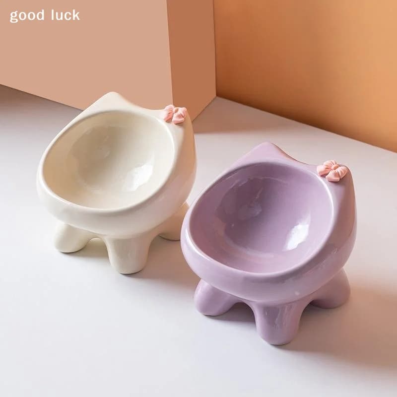 Answer1pcs Pet Food Bowl 15-Degree Angle Cat Bowl To Protect The Cat's Neck And Prevent Pressure On The Whiskers Pet Supplies