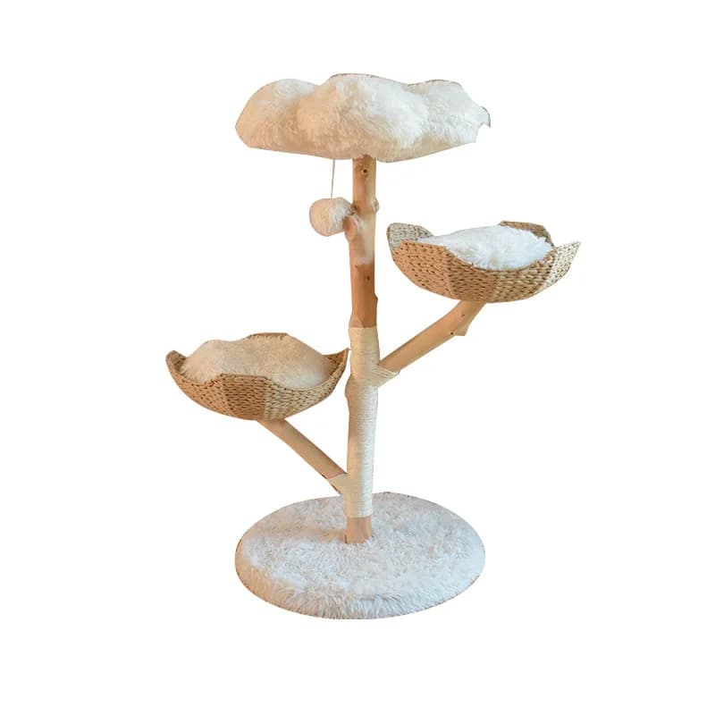 Albero da arrampicata per gatti Albero per gatti in legno naturale dal pavimento al soffitto Design carino Tiragraffi in legno Struttura da arrampicata per gatti in legno
