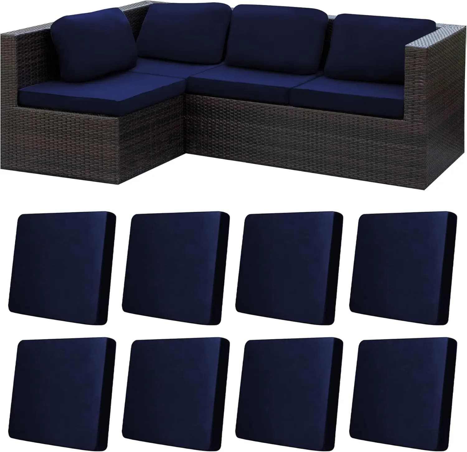 8Pcs Stretch Patio Cushion Covers,Outdoor Couch Covers Replacement,Outdoor Couch & Sofa Slipcovers,for Patio Furniture Cushion C