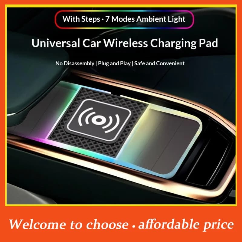 []20W Car Wireless Charger Car Charging Pad Anti-slip Mat Modification Accessories Fast Charging Dual Slot Design