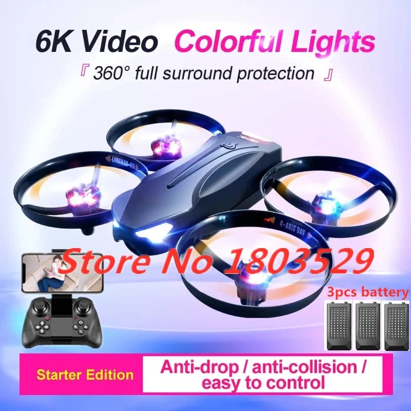 Nuovo Drone Pieghevole per Fotografia Aerea con Doppia Fotocamera 6K, Luci Flash, per Adulti, Giocattolo Facile da Controllare