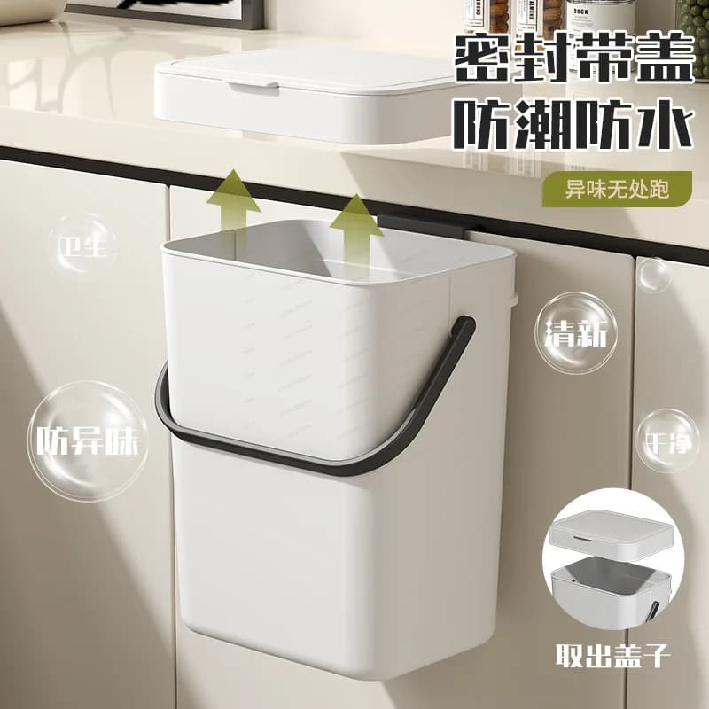 Mini cestino per rifiuti in plastica con coperchio scorrevole, montabile a parete, per uso domestico in cucina, bagno, toilette, camera da letto, per uso quotidiano