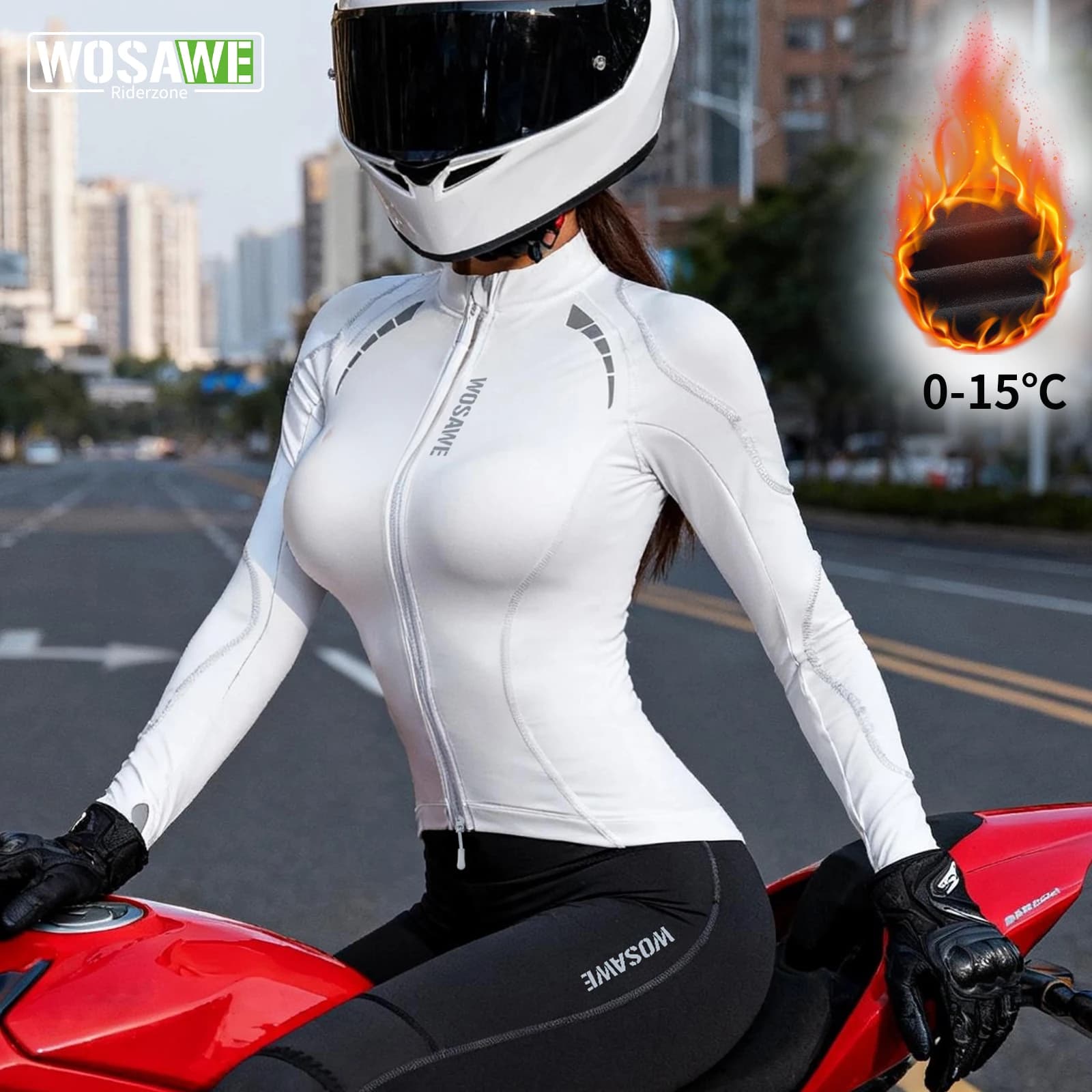 WOSAWE Giacca Invernale da Moto in Pile per Donne, Abbigliamento Caldo per Motocross con Protezioni Rimovibili per Spalle, Gomiti e Schiena
