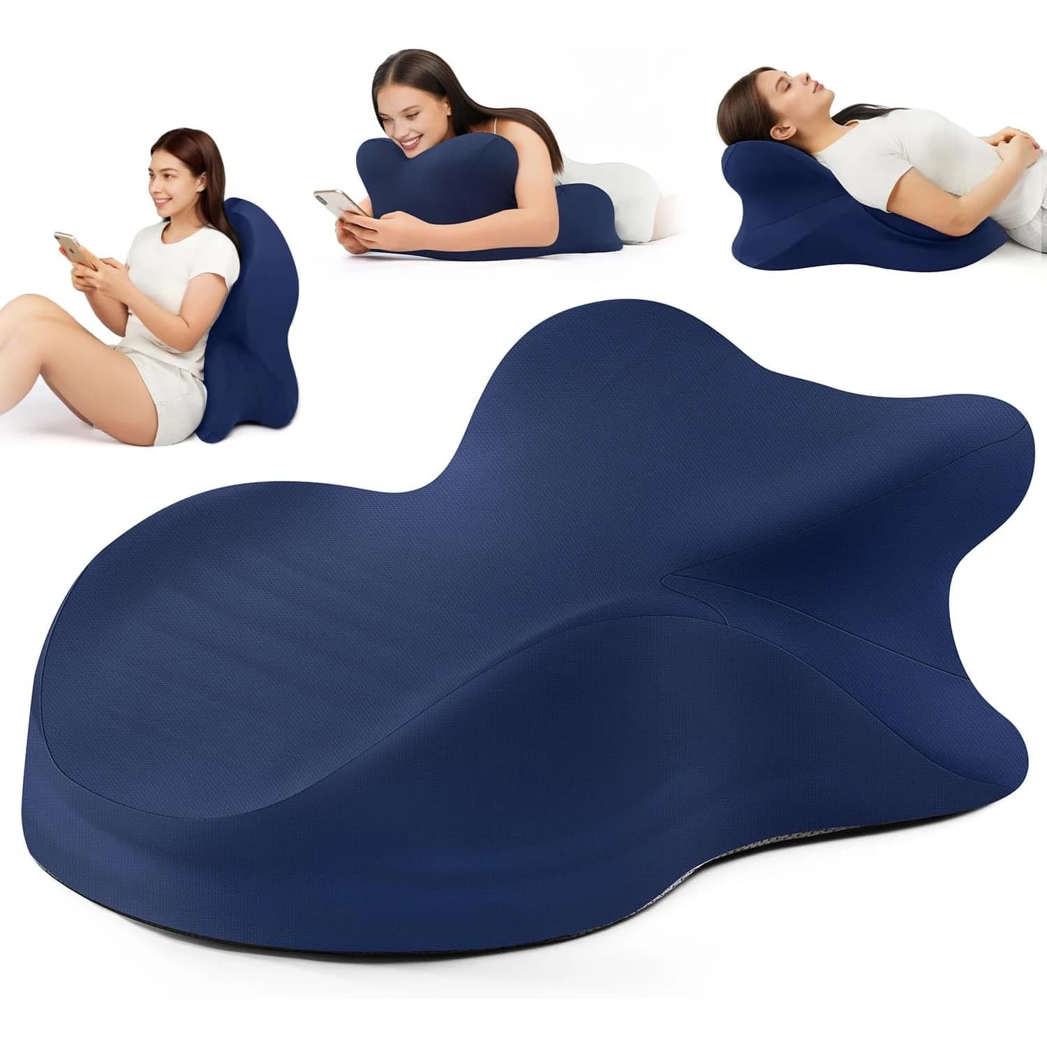 Cuscino in Memory Foam Multiuso - Rivestimento in Seta Ghiacciata Rinfrescante, Supporto Ergonomico per Riposini, Sollievo Lombare, Lettura e Utilizzo del Telefono
